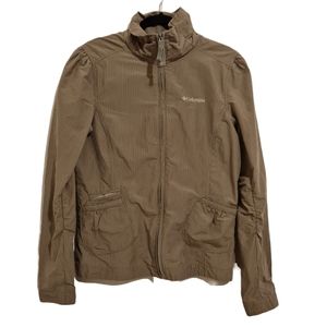 COPY - Women’s Columbia Jacket Olive Green Striped Omni Shade Tie Back Cargo Si…